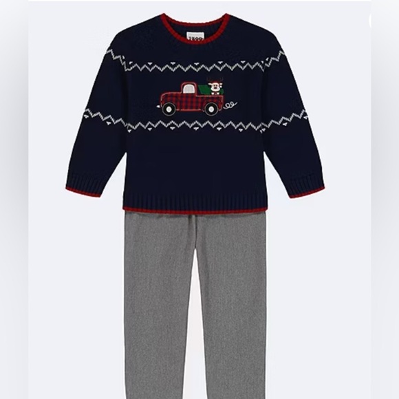 Izod Other - IZOD 12 mos Blue Reindeer Train Sweater & Grey Pants Boys 2-pc. Sweater Set. New